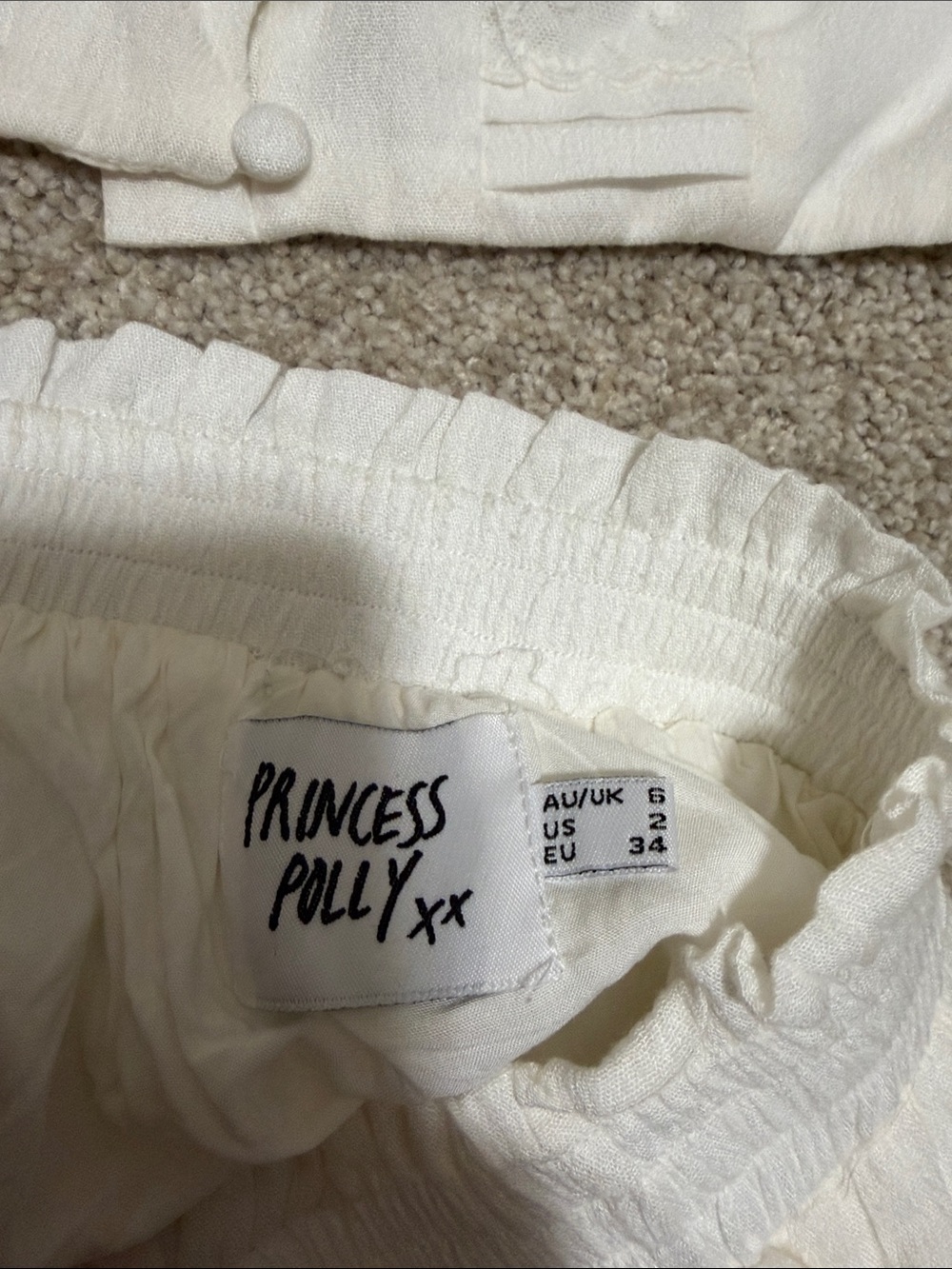 Princess Polly White Two-Piece Ruffled Crop Top & Skirt Set - Picture 3 of 3